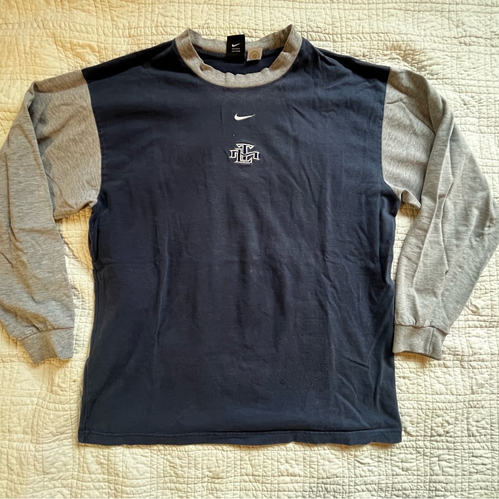 Nike Maple Leafs Blue and Gray Long Sleeve Shirt